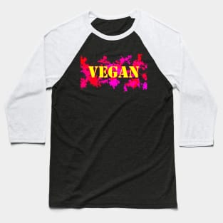 VEGAN - Paint Ball and Stencil in Yellow, Blue, Pink, and Red Baseball T-Shirt